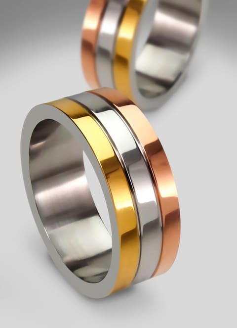 Anillo bicolor en oro amarillo y blanco